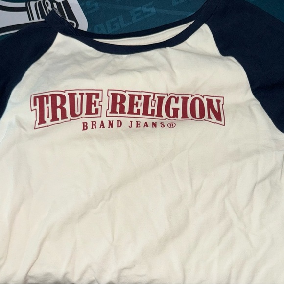 True Religion White and Blue Short Sleeve Tee - Picture 4 of 6